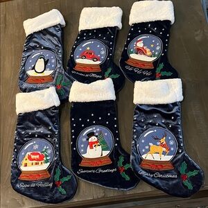 Set of 6 Blue and White Christmas Stockings